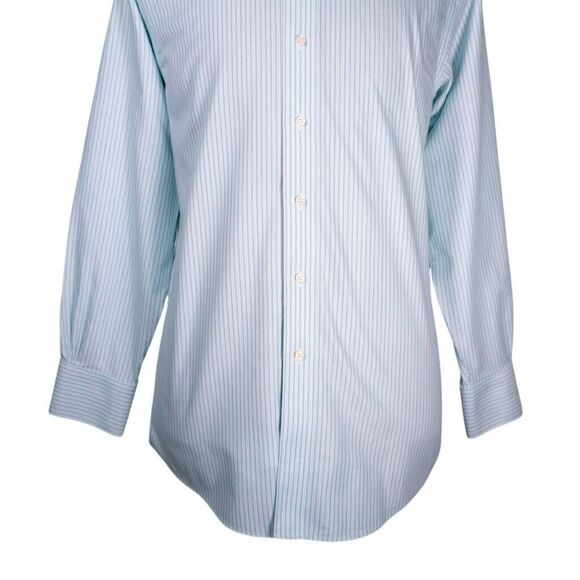 Brooks Brothers Mens Dress Shirt Button Up Turquoise Striped Regent 15.5 32/33 - Picture 6 of 8